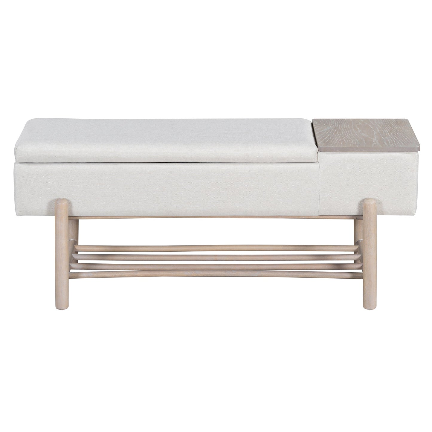 TREXM Farmhouse Upholstered Storage Bench with Hidden Compartment, Modern Entryway Bench for Living Room, Entryway, and Hallways (Natural) - 1st Choice Furniture Direct
