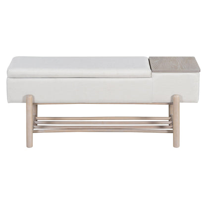 TREXM Farmhouse Upholstered Storage Bench with Hidden Compartment, Modern Entryway Bench for Living Room, Entryway, and Hallways (Natural) - 1st Choice Furniture Direct