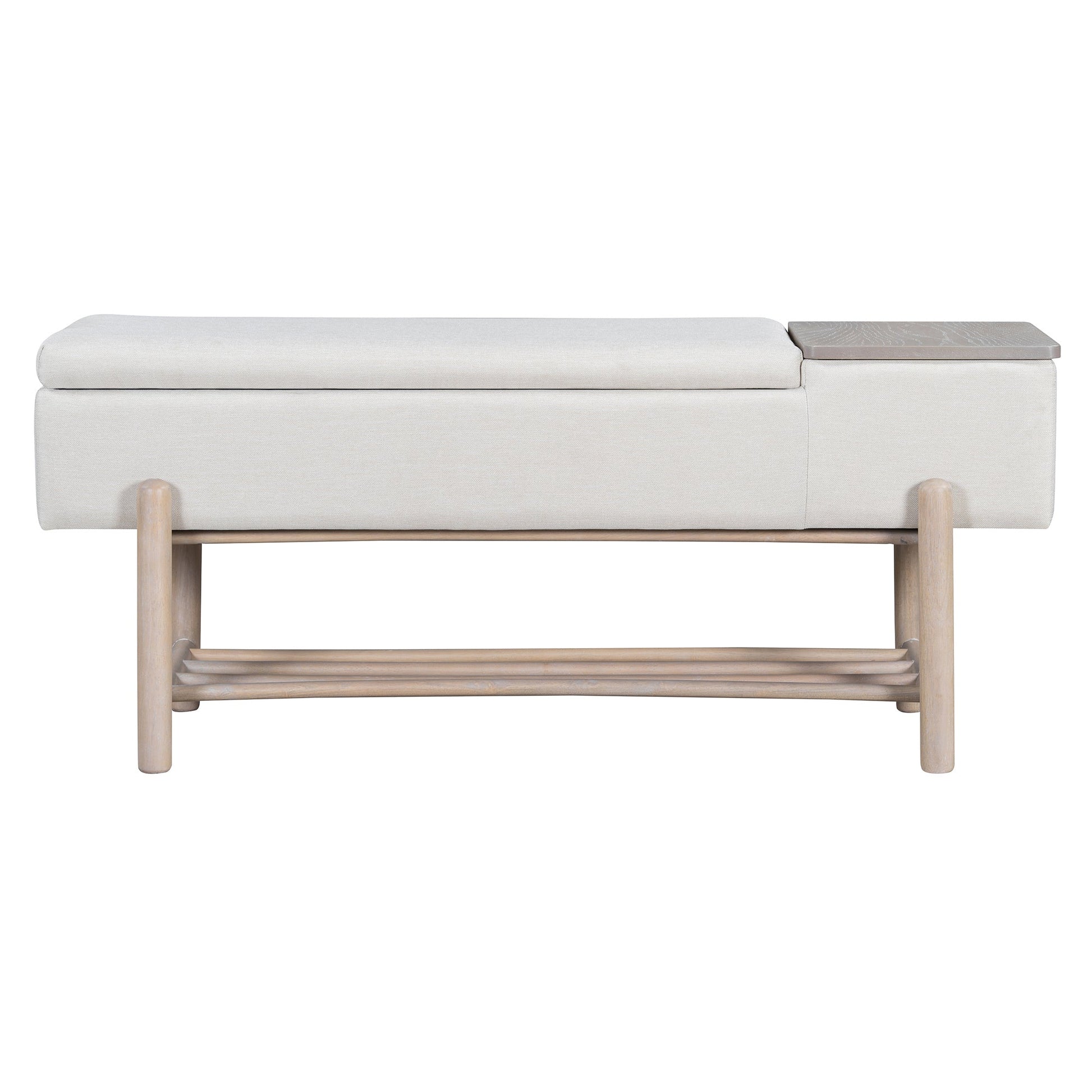 TREXM Farmhouse Upholstered Storage Bench with Hidden Compartment, Modern Entryway Bench for Living Room, Entryway, and Hallways (Natural) - 1st Choice Furniture Direct