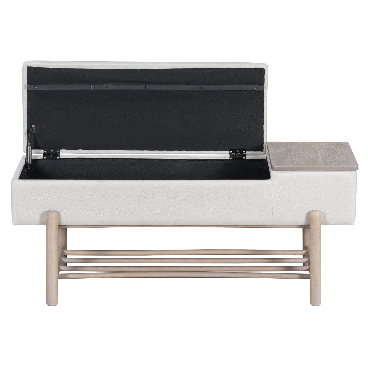 TREXM Farmhouse Upholstered Storage Bench with Hidden Compartment, Modern Entryway Bench for Living Room, Entryway, and Hallways (Natural) - 1st Choice Furniture Direct