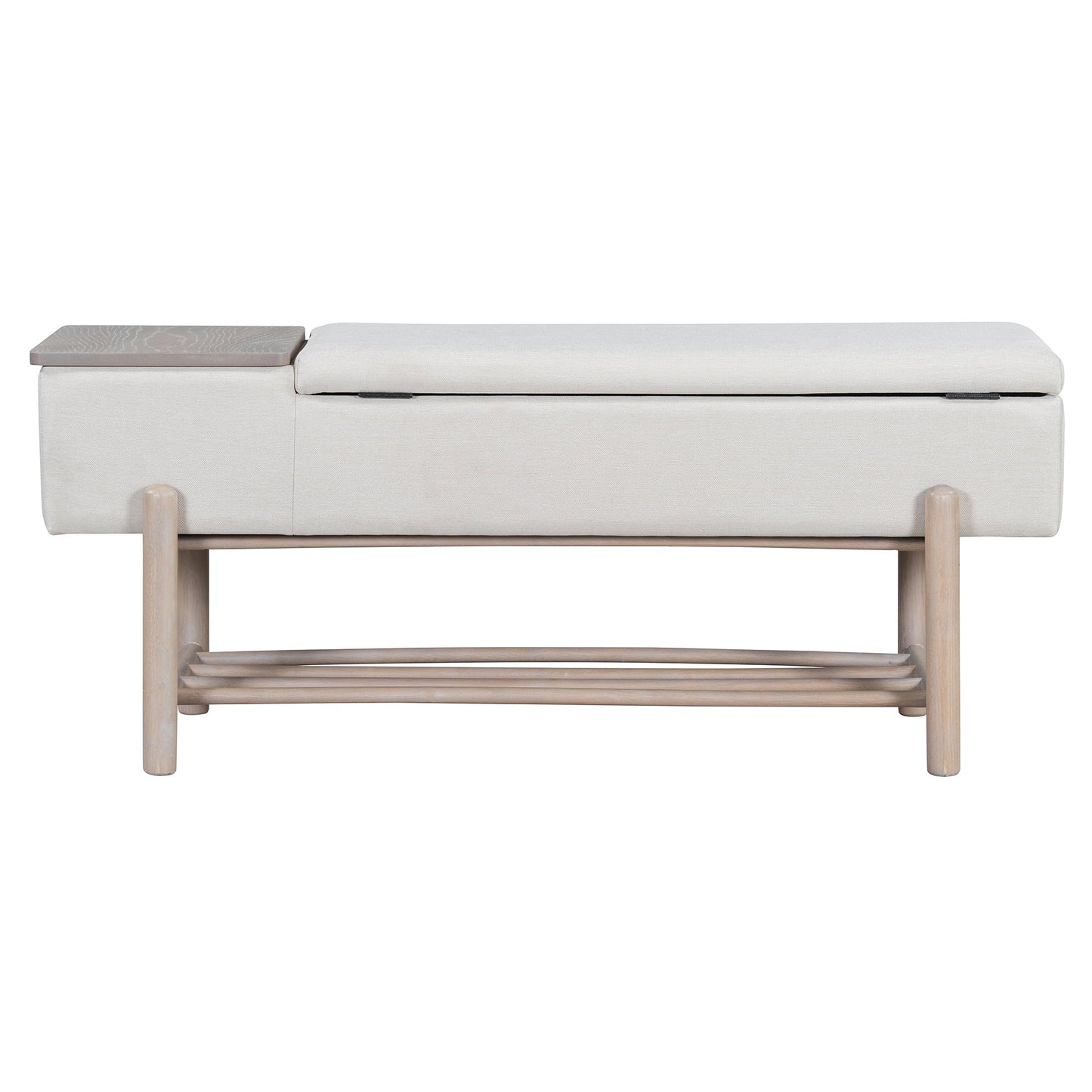 TREXM Farmhouse Upholstered Storage Bench with Hidden Compartment, Modern Entryway Bench for Living Room, Entryway, and Hallways (Natural) - 1st Choice Furniture Direct