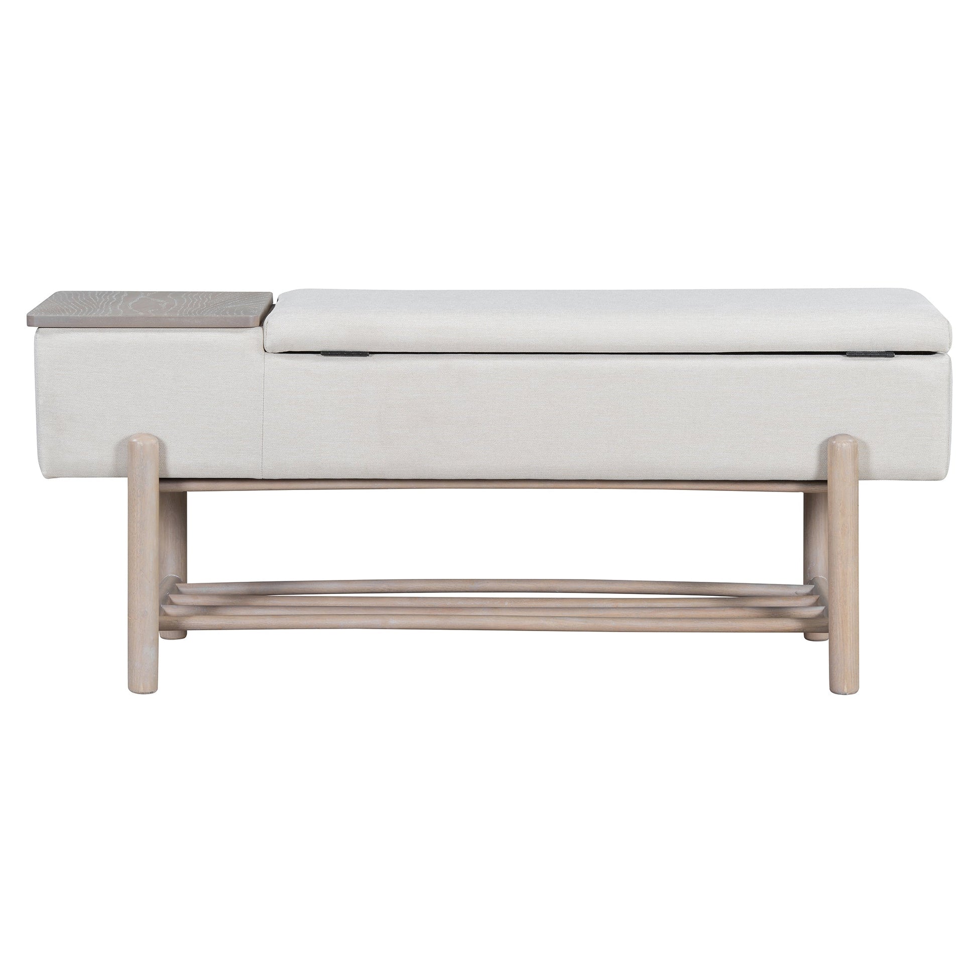 TREXM Farmhouse Upholstered Storage Bench with Hidden Compartment, Modern Entryway Bench for Living Room, Entryway, and Hallways (Natural) - 1st Choice Furniture Direct