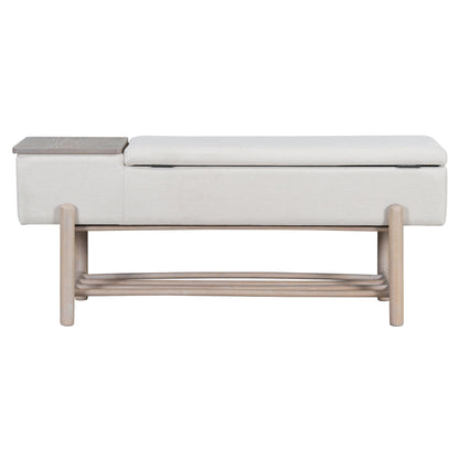 TREXM Farmhouse Upholstered Storage Bench with Hidden Compartment, Modern Entryway Bench for Living Room, Entryway, and Hallways (Natural) - 1st Choice Furniture Direct