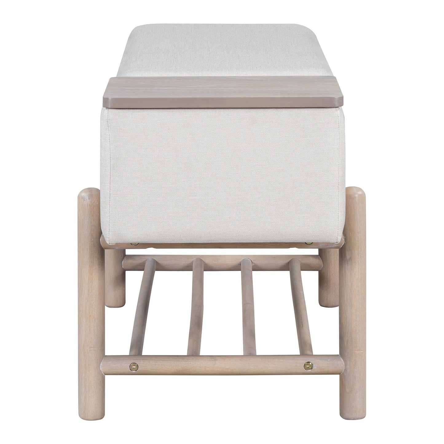TREXM Farmhouse Upholstered Storage Bench with Hidden Compartment, Modern Entryway Bench for Living Room, Entryway, and Hallways (Natural) - 1st Choice Furniture Direct