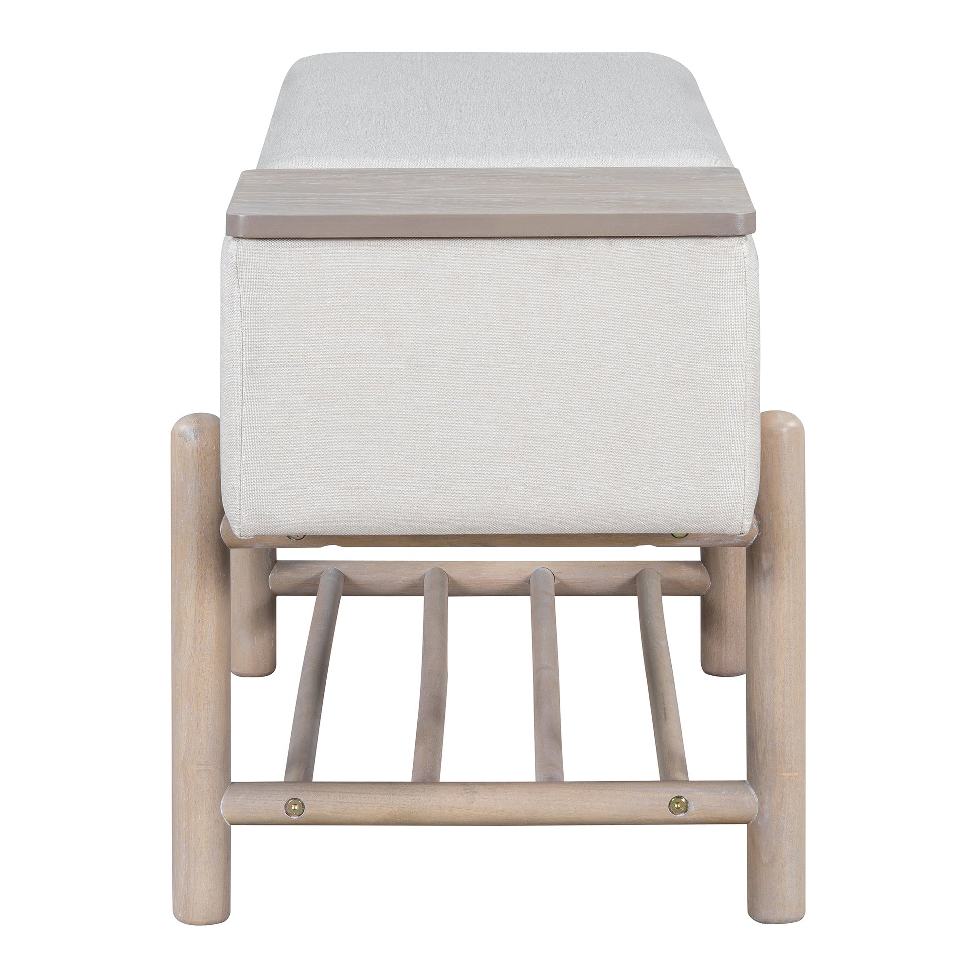 TREXM Farmhouse Upholstered Storage Bench with Hidden Compartment, Modern Entryway Bench for Living Room, Entryway, and Hallways (Natural) - 1st Choice Furniture Direct