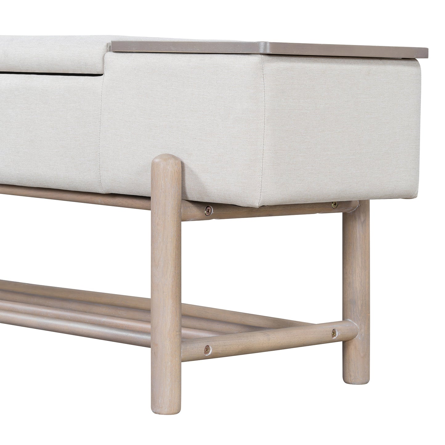 TREXM Farmhouse Upholstered Storage Bench with Hidden Compartment, Modern Entryway Bench for Living Room, Entryway, and Hallways (Natural) - 1st Choice Furniture Direct