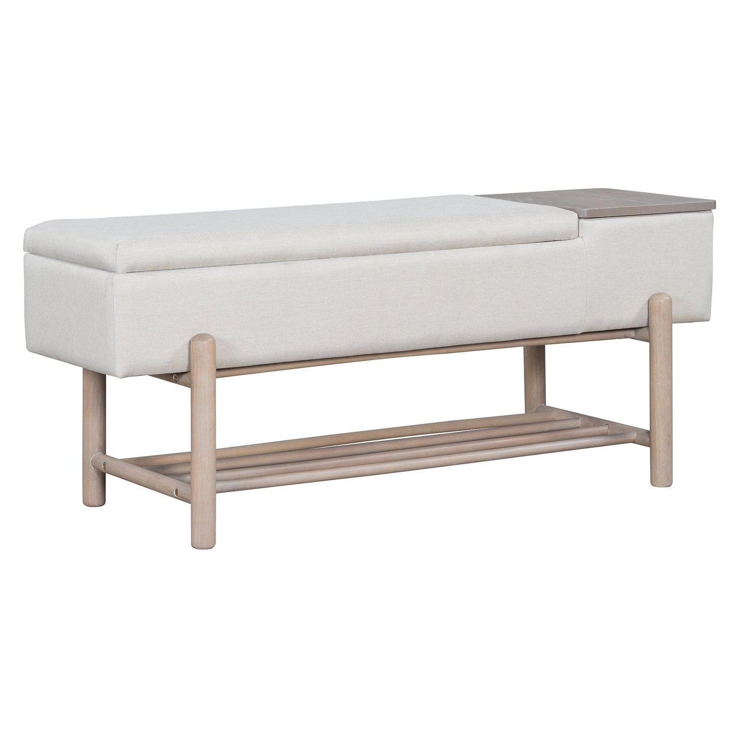 TREXM Farmhouse Upholstered Storage Bench with Hidden Compartment, Modern Entryway Bench for Living Room, Entryway, and Hallways (Natural) - 1st Choice Furniture Direct