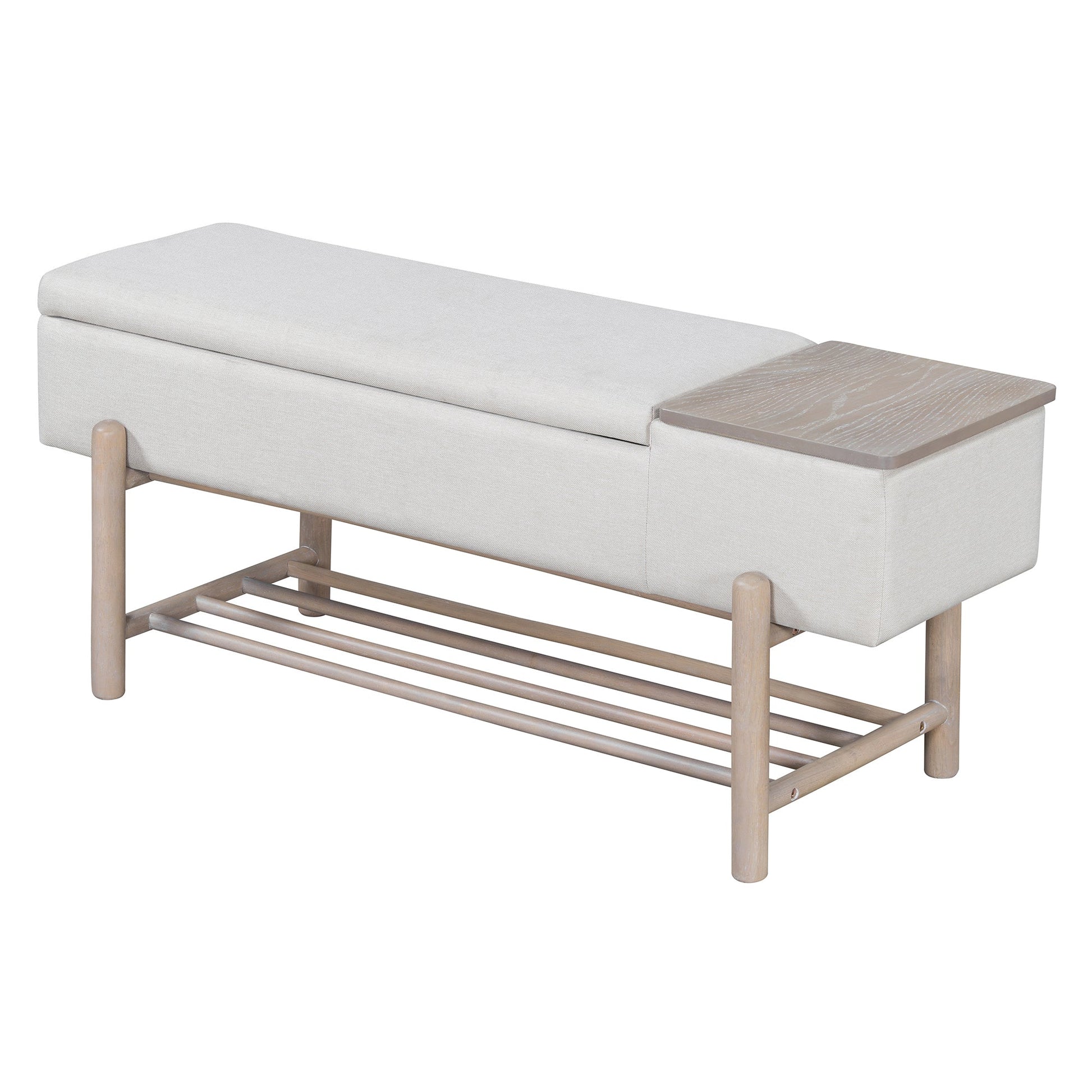 TREXM Farmhouse Upholstered Storage Bench with Hidden Compartment, Modern Entryway Bench for Living Room, Entryway, and Hallways (Natural) - 1st Choice Furniture Direct