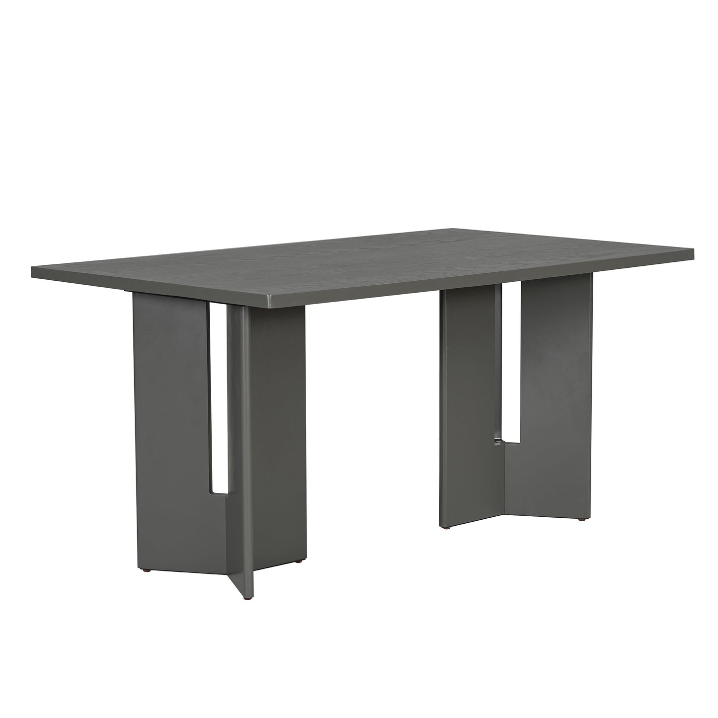 TREXM Farmhouse Wood Dining Table, 60' Rectangular Dining Table with Cutout Table Legs for Dining Room, Kitchen and Living Room (Gray) - 1st Choice Furniture Direct