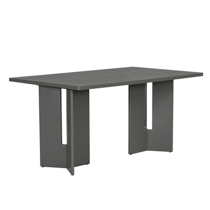 TREXM Farmhouse Wood Dining Table, 60' Rectangular Dining Table with Cutout Table Legs for Dining Room, Kitchen and Living Room (Gray) - 1st Choice Furniture Direct
