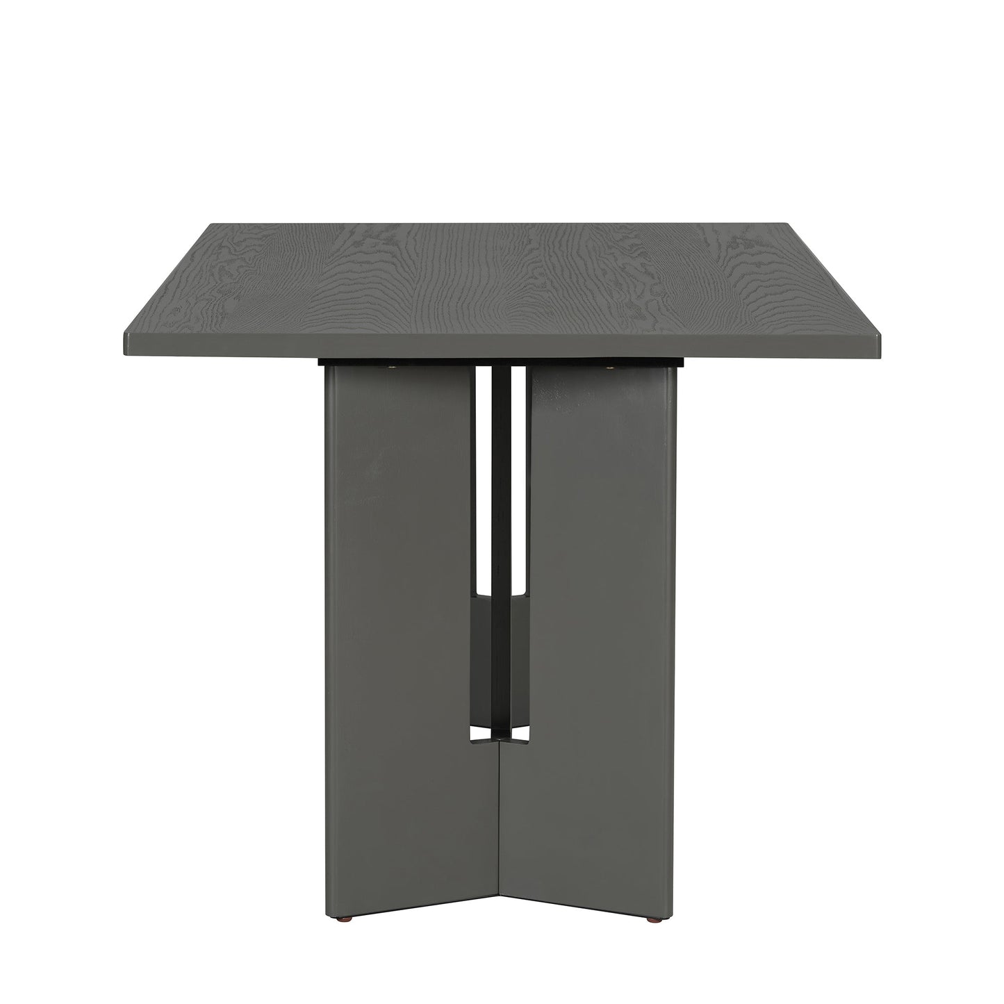 TREXM Farmhouse Wood Dining Table, 60' Rectangular Dining Table with Cutout Table Legs for Dining Room, Kitchen and Living Room (Gray) - 1st Choice Furniture Direct