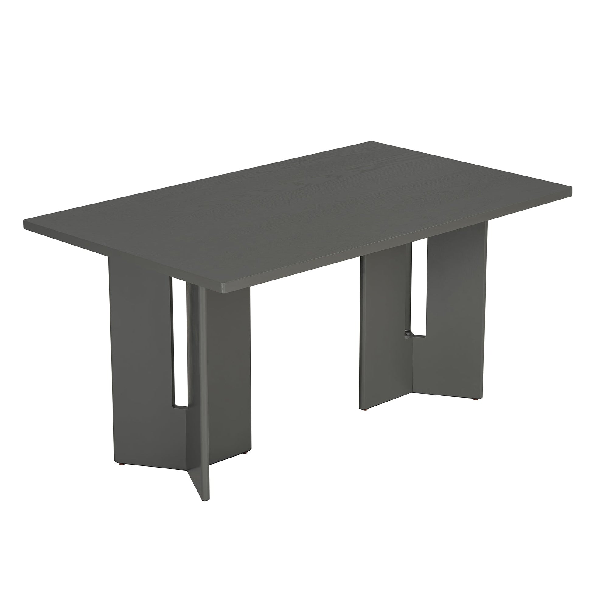 TREXM Farmhouse Wood Dining Table, 60' Rectangular Dining Table with Cutout Table Legs for Dining Room, Kitchen and Living Room (Gray) - 1st Choice Furniture Direct