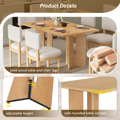TREXM Farmhouse Wood Dining Table, 60' Rectangular Dining Table with Cutout Table Legs for Dining Room, Kitchen and Living Room (Natural Wood Wash) - 1st Choice Furniture Direct