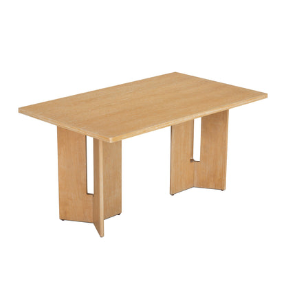 TREXM Farmhouse Wood Dining Table, 60' Rectangular Dining Table with Cutout Table Legs for Dining Room, Kitchen and Living Room (Natural Wood Wash) - 1st Choice Furniture Direct