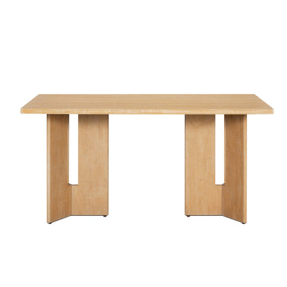 TREXM Farmhouse Wood Dining Table Set for 6 with 6 Upholstered Chairs, 60' Rectangular Dining Table with Cutout Table Legs for Dining Room, Kitchen and Living Room (Natural Wood Wash) - 1st Choice Furniture Direct
