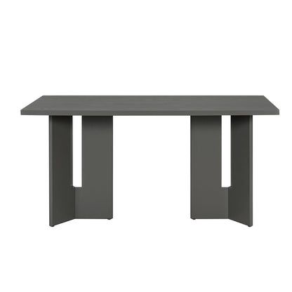 TREXM Farmhouse Wood Dining Table Set for 6 with 6 Upholstered Chairs, 60' Rectangular Dining Table with Cutout Table Legs for Dining Room, Kitchen and Living Room (Gray) - 1st Choice Furniture Direct