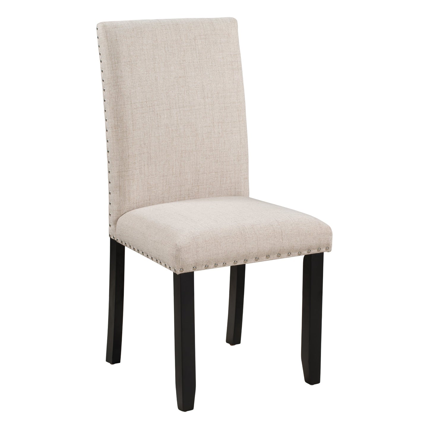 TREXM Faux Marble 5 - Piece Dining Set Table with 4 Thicken Cushion Dining Chairs, White/Beige+Black, Rubber Wood - 1st Choice Furniture Direct