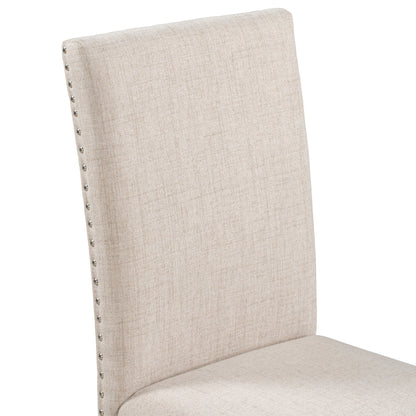 TREXM Faux Marble 5 - Piece Dining Set Table with 4 Thicken Cushion Dining Chairs, White/Beige+Black, Rubber Wood - 1st Choice Furniture Direct