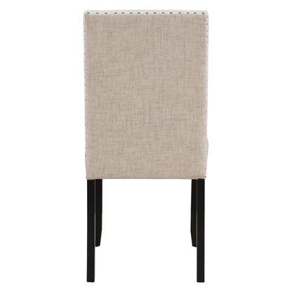 TREXM Faux Marble 5 - Piece Dining Set Table with 4 Thicken Cushion Dining Chairs, White/Beige+Black, Rubber Wood - 1st Choice Furniture Direct