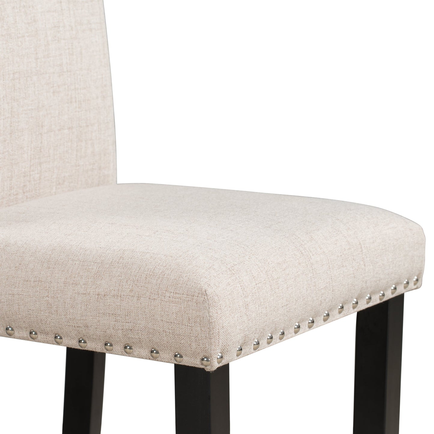 TREXM Faux Marble 5 - Piece Dining Set Table with 4 Thicken Cushion Dining Chairs, White/Beige+Black, Rubber Wood - 1st Choice Furniture Direct