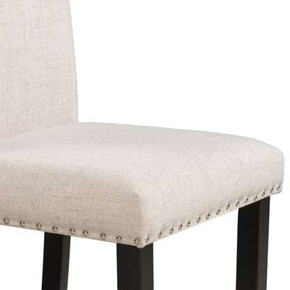 TREXM Faux Marble 5 - Piece Dining Set Table with 4 Thicken Cushion Dining Chairs, White/Beige+Black, Rubber Wood - 1st Choice Furniture Direct