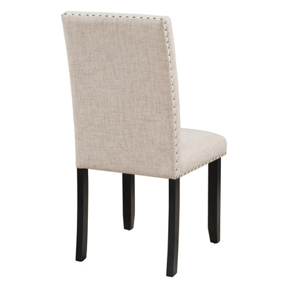 TREXM Faux Marble 5 - Piece Dining Set Table with 4 Thicken Cushion Dining Chairs, White/Beige+Black, Rubber Wood - 1st Choice Furniture Direct