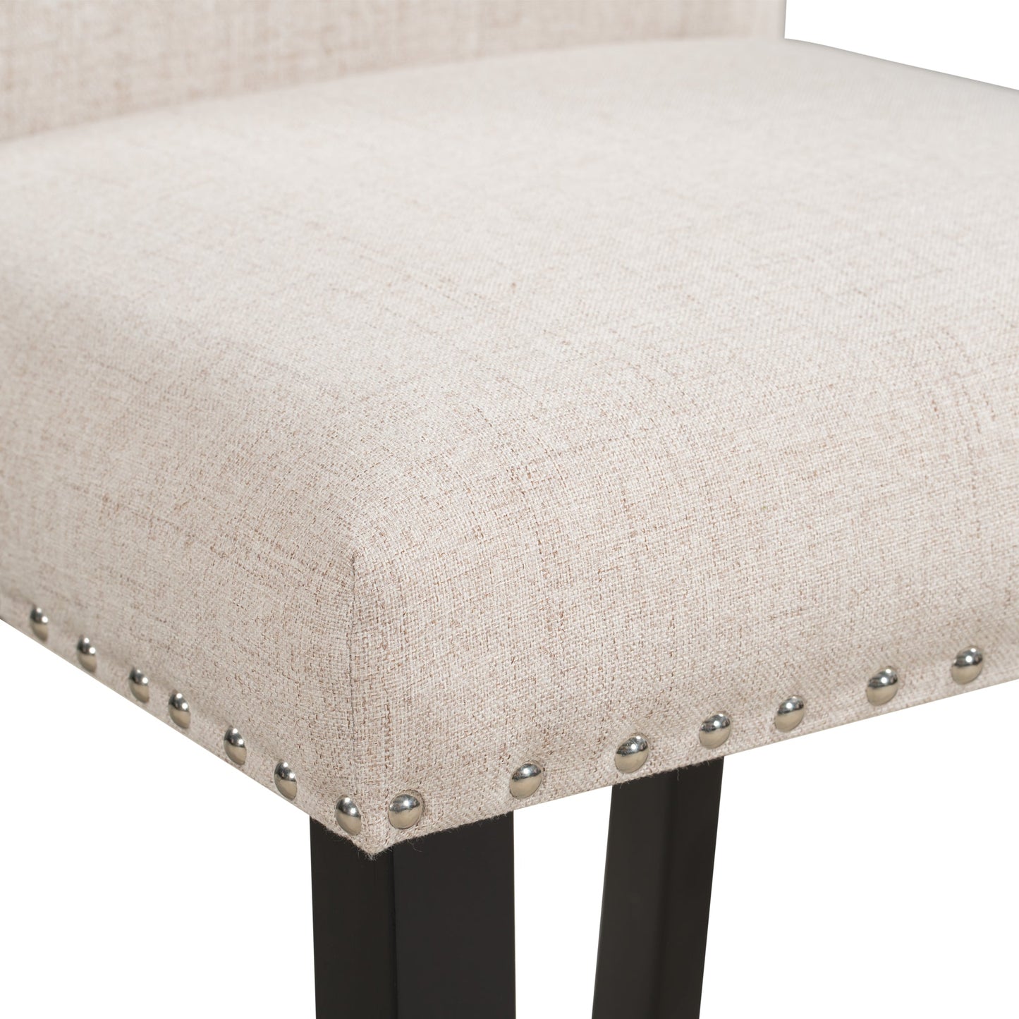 TREXM Faux Marble 5 - Piece Dining Set Table with 4 Thicken Cushion Dining Chairs, White/Beige+Black, Rubber Wood - 1st Choice Furniture Direct