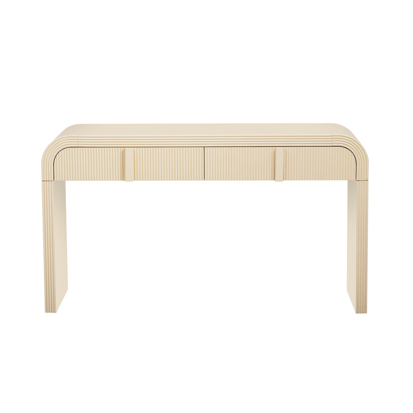 TREXM Modern Console Table with 2 Storage Drawers, Fluted Entryway Table with Rounded Silhouette for Hallway Living Room and Entryway (Apricot Cream) - 1st Choice Furniture Direct