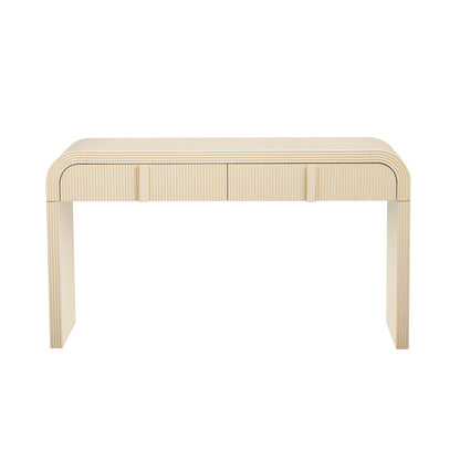 TREXM Modern Console Table with 2 Storage Drawers, Fluted Entryway Table with Rounded Silhouette for Hallway Living Room and Entryway (Apricot Cream) - 1st Choice Furniture Direct