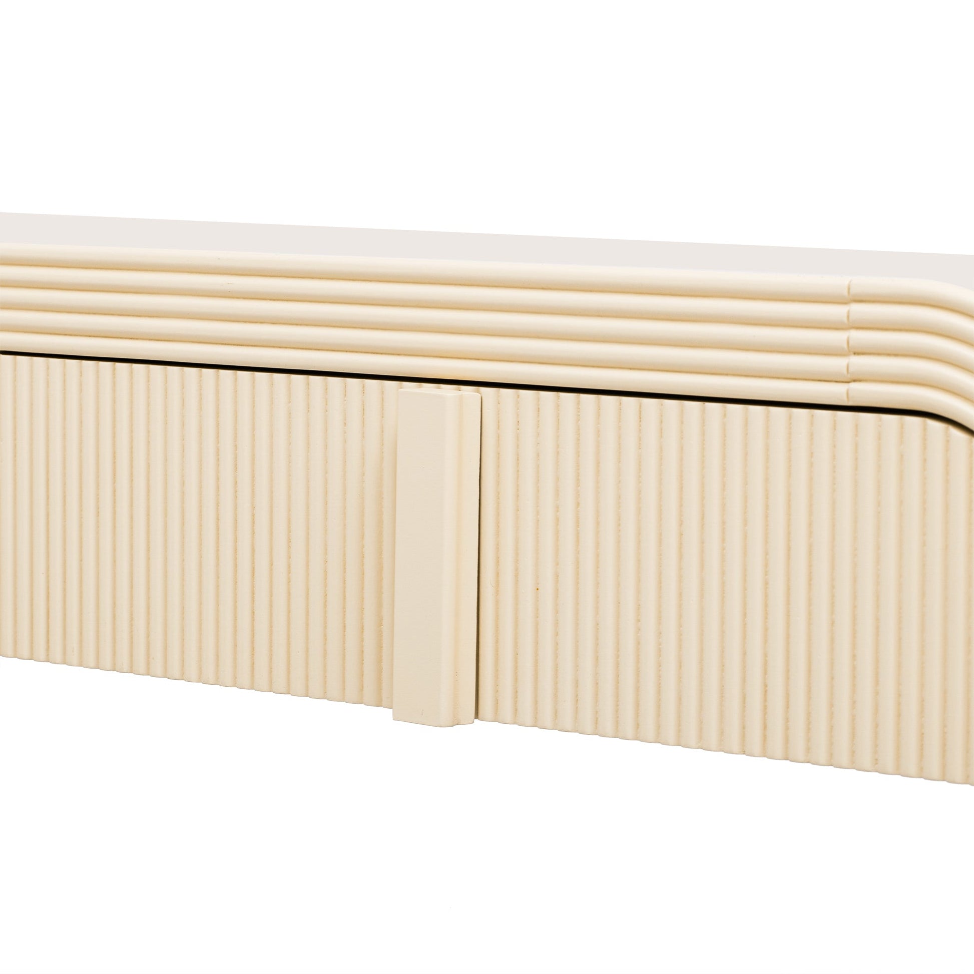 TREXM Modern Console Table with 2 Storage Drawers, Fluted Entryway Table with Rounded Silhouette for Hallway Living Room and Entryway (Apricot Cream) - 1st Choice Furniture Direct