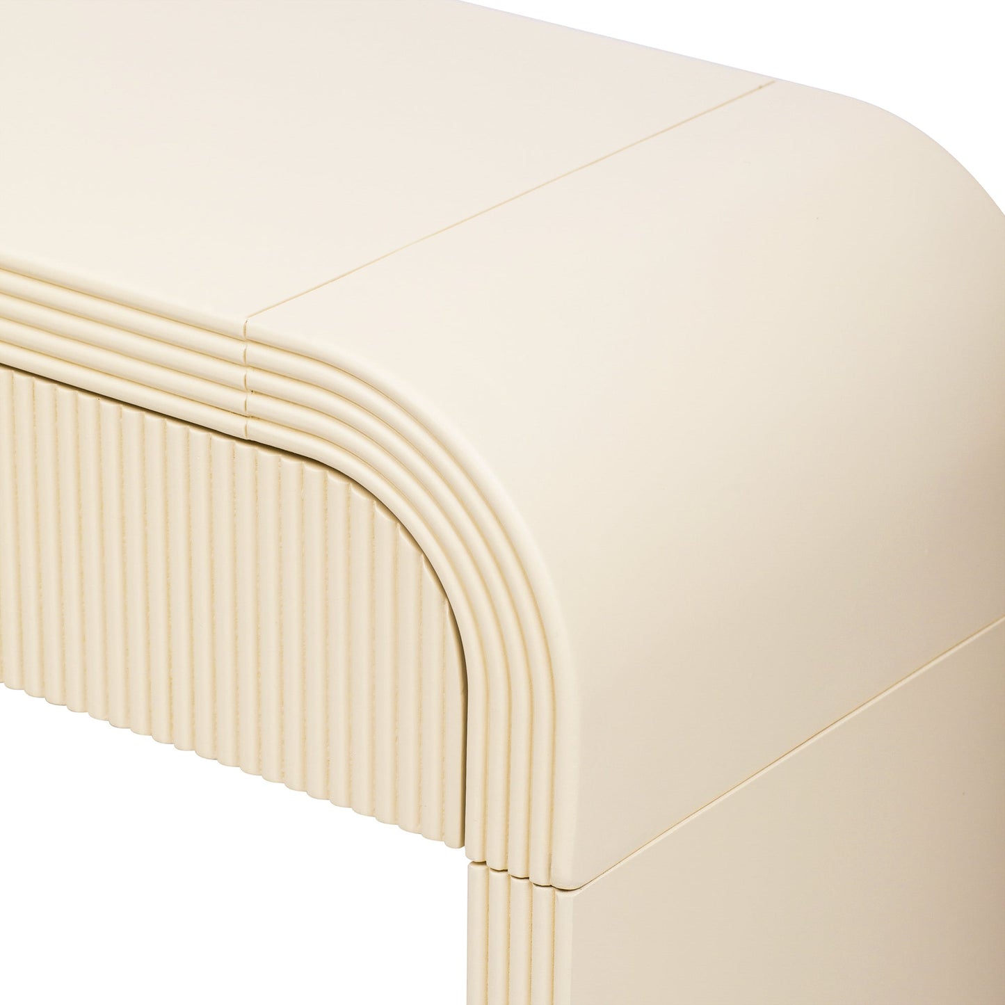 TREXM Modern Console Table with 2 Storage Drawers, Fluted Entryway Table with Rounded Silhouette for Hallway Living Room and Entryway (Apricot Cream) - 1st Choice Furniture Direct