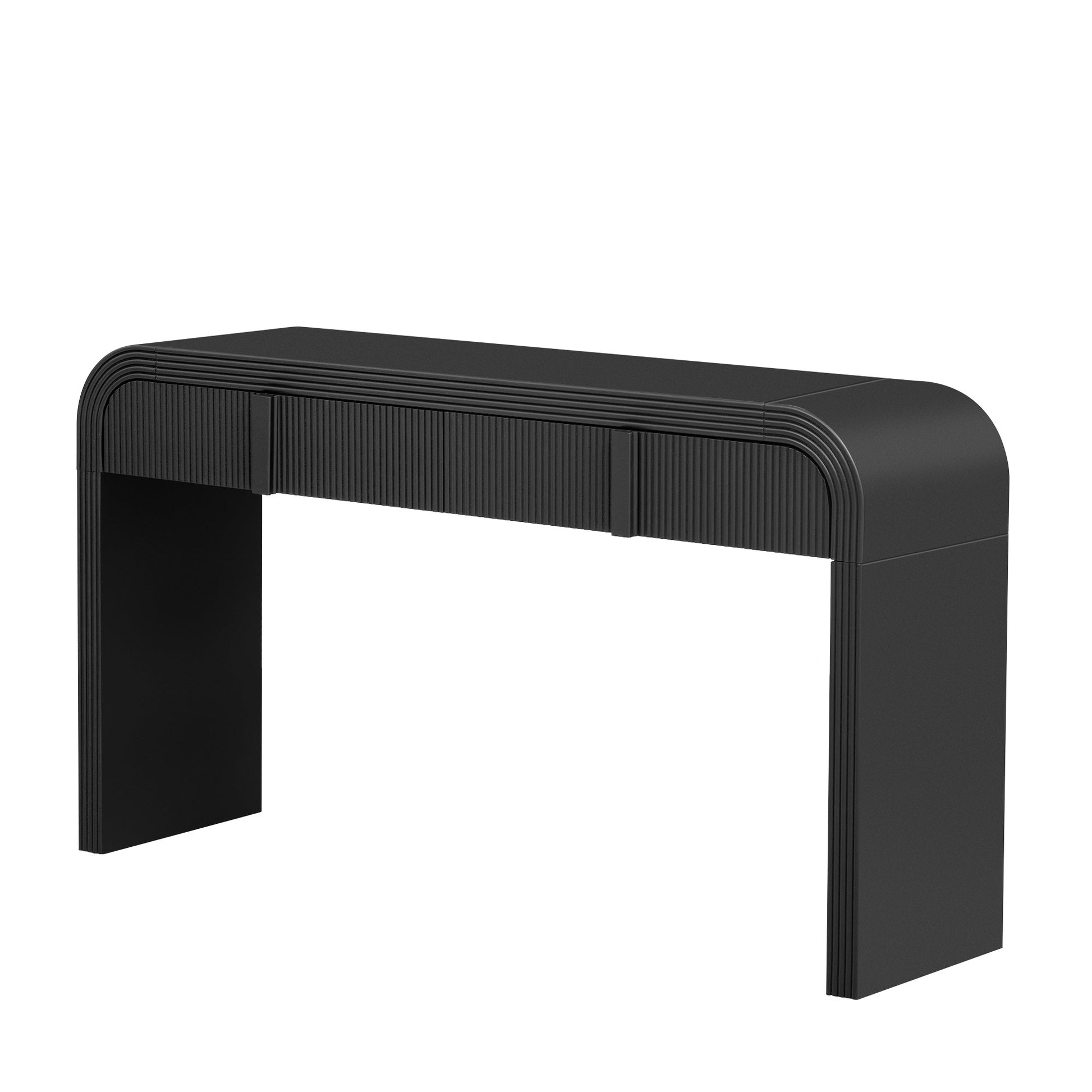 TREXM Modern Console Table with 2 Storage Drawers, Fluted Entryway Table with Rounded Silhouette for Hallway Living Room and Entryway (Black) - 1st Choice Furniture Direct