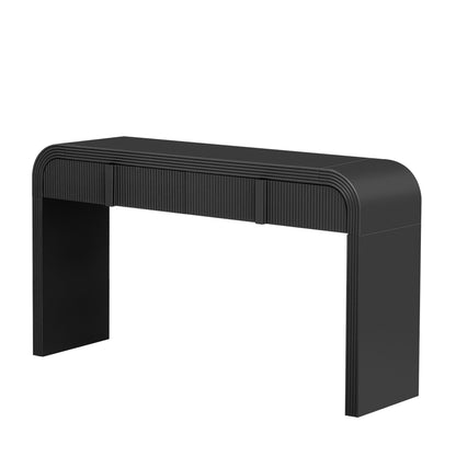 TREXM Modern Console Table with 2 Storage Drawers, Fluted Entryway Table with Rounded Silhouette for Hallway Living Room and Entryway (Black) - 1st Choice Furniture Direct