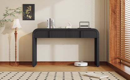 TREXM Modern Console Table with 2 Storage Drawers, Fluted Entryway Table with Rounded Silhouette for Hallway Living Room and Entryway (Black) - 1st Choice Furniture Direct