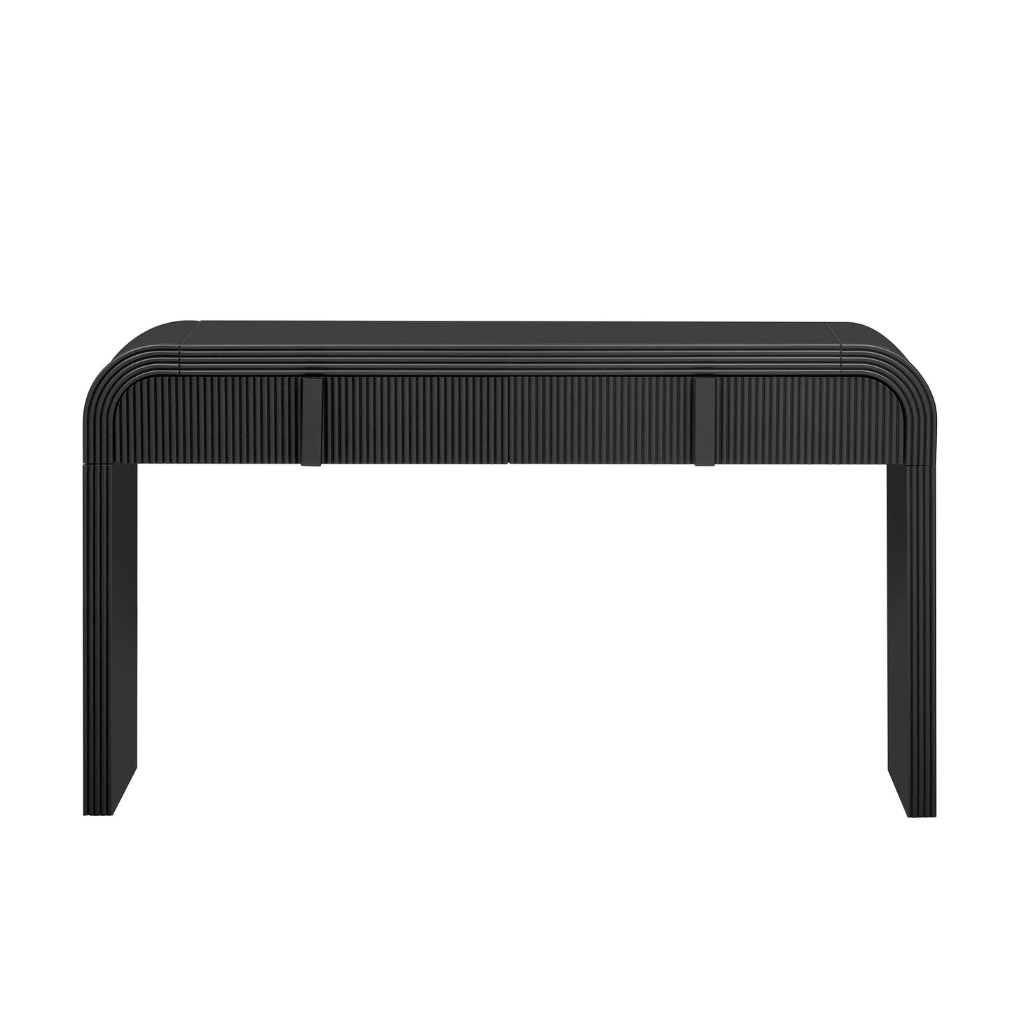 TREXM Modern Console Table with 2 Storage Drawers, Fluted Entryway Table with Rounded Silhouette for Hallway Living Room and Entryway (Black) - 1st Choice Furniture Direct