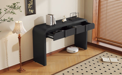 TREXM Modern Console Table with 2 Storage Drawers, Fluted Entryway Table with Rounded Silhouette for Hallway Living Room and Entryway (Black) - 1st Choice Furniture Direct