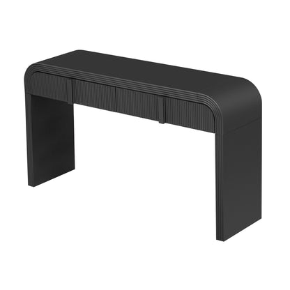 TREXM Modern Console Table with 2 Storage Drawers, Fluted Entryway Table with Rounded Silhouette for Hallway Living Room and Entryway (Black) - 1st Choice Furniture Direct