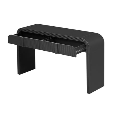 TREXM Modern Console Table with 2 Storage Drawers, Fluted Entryway Table with Rounded Silhouette for Hallway Living Room and Entryway (Black) - 1st Choice Furniture Direct