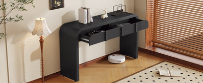 TREXM Modern Console Table with 2 Storage Drawers, Fluted Entryway Table with Rounded Silhouette for Hallway Living Room and Entryway (Black) - 1st Choice Furniture Direct