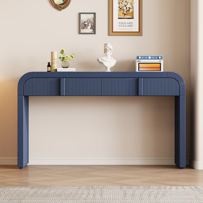 TREXM Modern Console Table with 2 Storage Drawers, Fluted Entryway Table with Rounded Silhouette for Hallway Living Room and Entryway (Navy Blue) - 1st Choice Furniture Direct