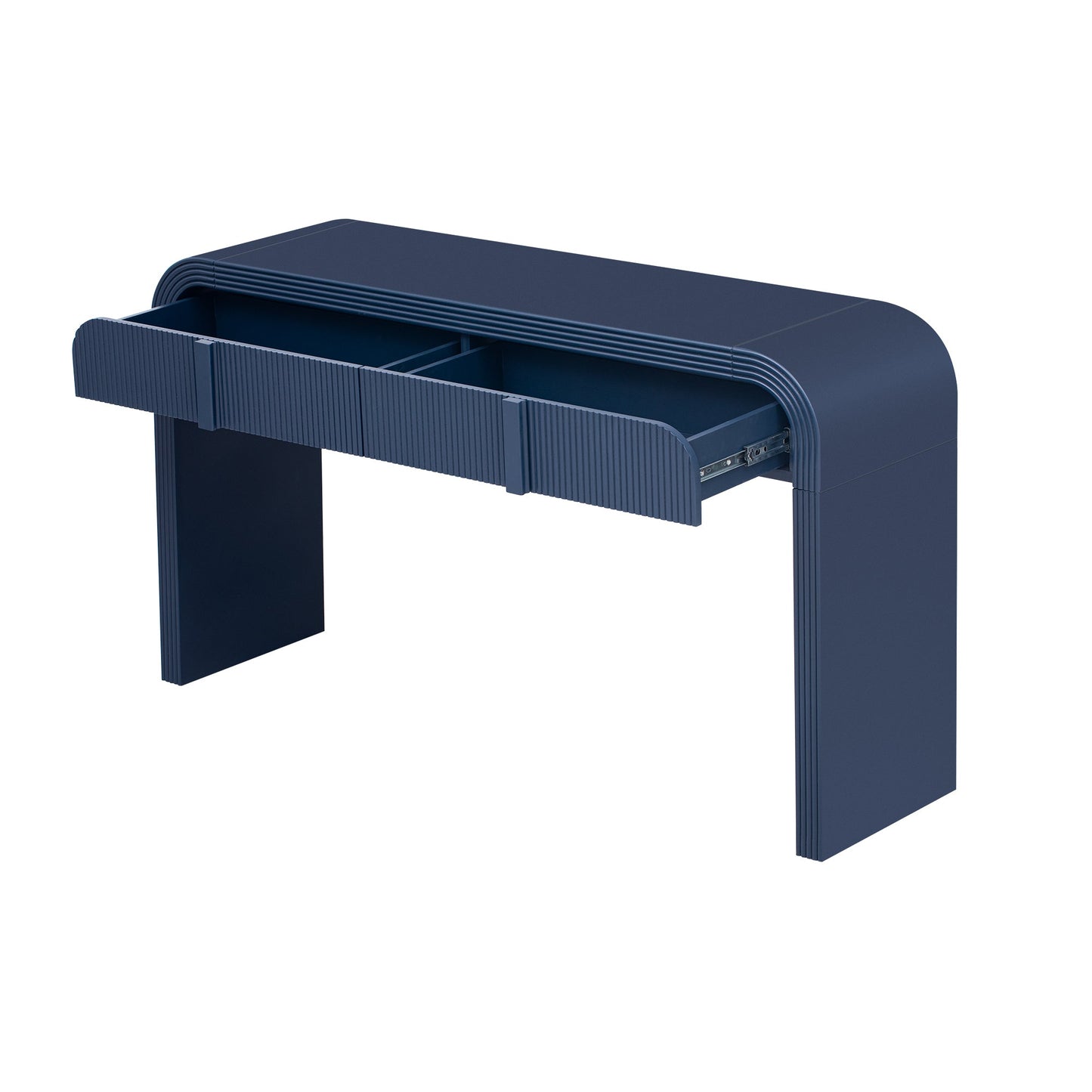 TREXM Modern Console Table with 2 Storage Drawers, Fluted Entryway Table with Rounded Silhouette for Hallway Living Room and Entryway (Navy Blue) - 1st Choice Furniture Direct