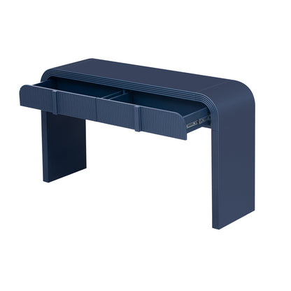 TREXM Modern Console Table with 2 Storage Drawers, Fluted Entryway Table with Rounded Silhouette for Hallway Living Room and Entryway (Navy Blue) - 1st Choice Furniture Direct