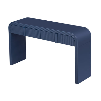 TREXM Modern Console Table with 2 Storage Drawers, Fluted Entryway Table with Rounded Silhouette for Hallway Living Room and Entryway (Navy Blue) - 1st Choice Furniture Direct