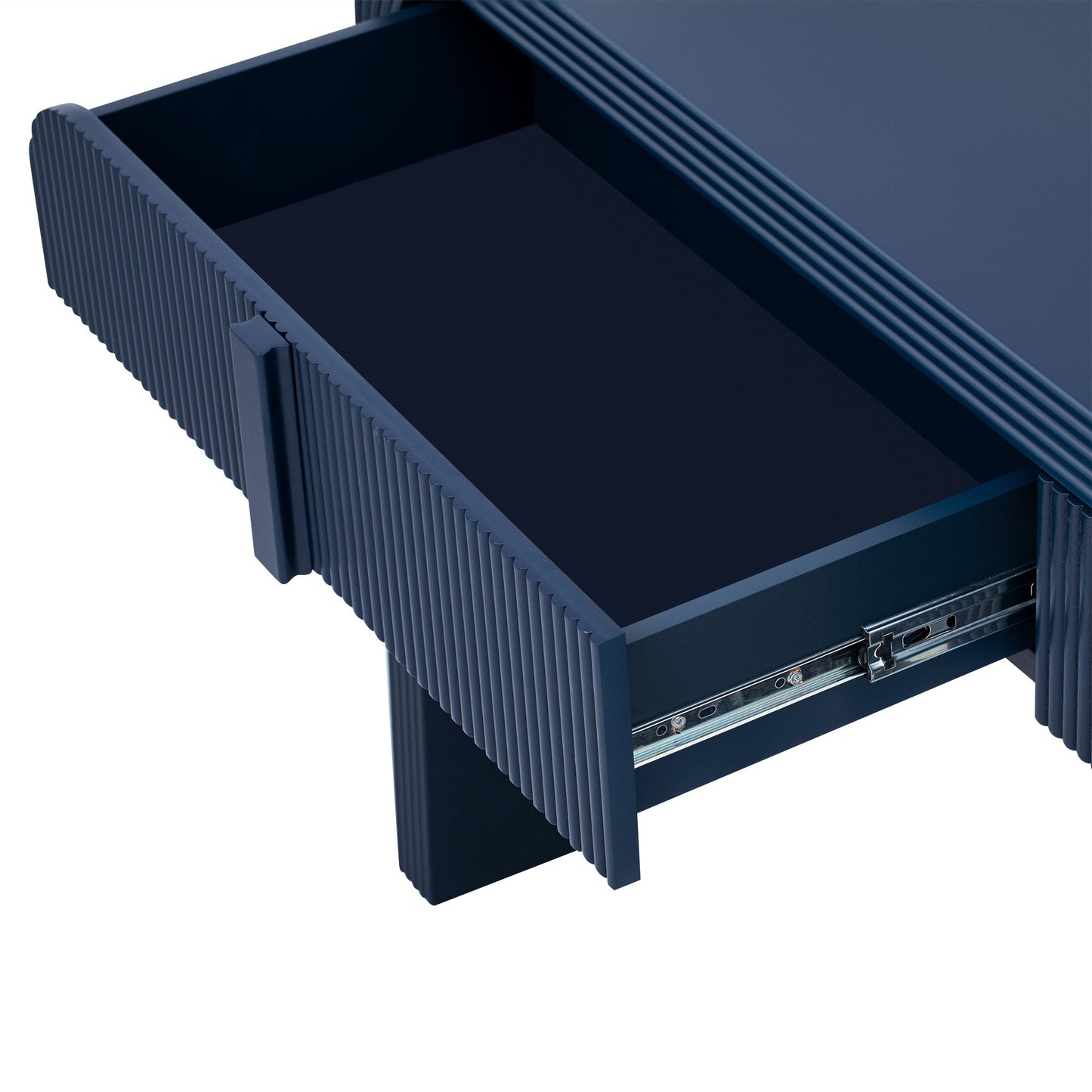 TREXM Modern Console Table with 2 Storage Drawers, Fluted Entryway Table with Rounded Silhouette for Hallway Living Room and Entryway (Navy Blue) - 1st Choice Furniture Direct