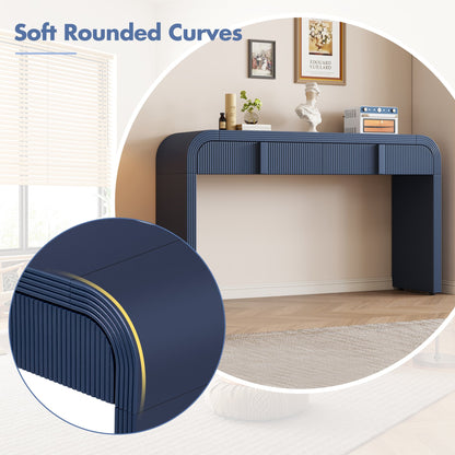 TREXM Modern Console Table with 2 Storage Drawers, Fluted Entryway Table with Rounded Silhouette for Hallway Living Room and Entryway (Navy Blue) - 1st Choice Furniture Direct
