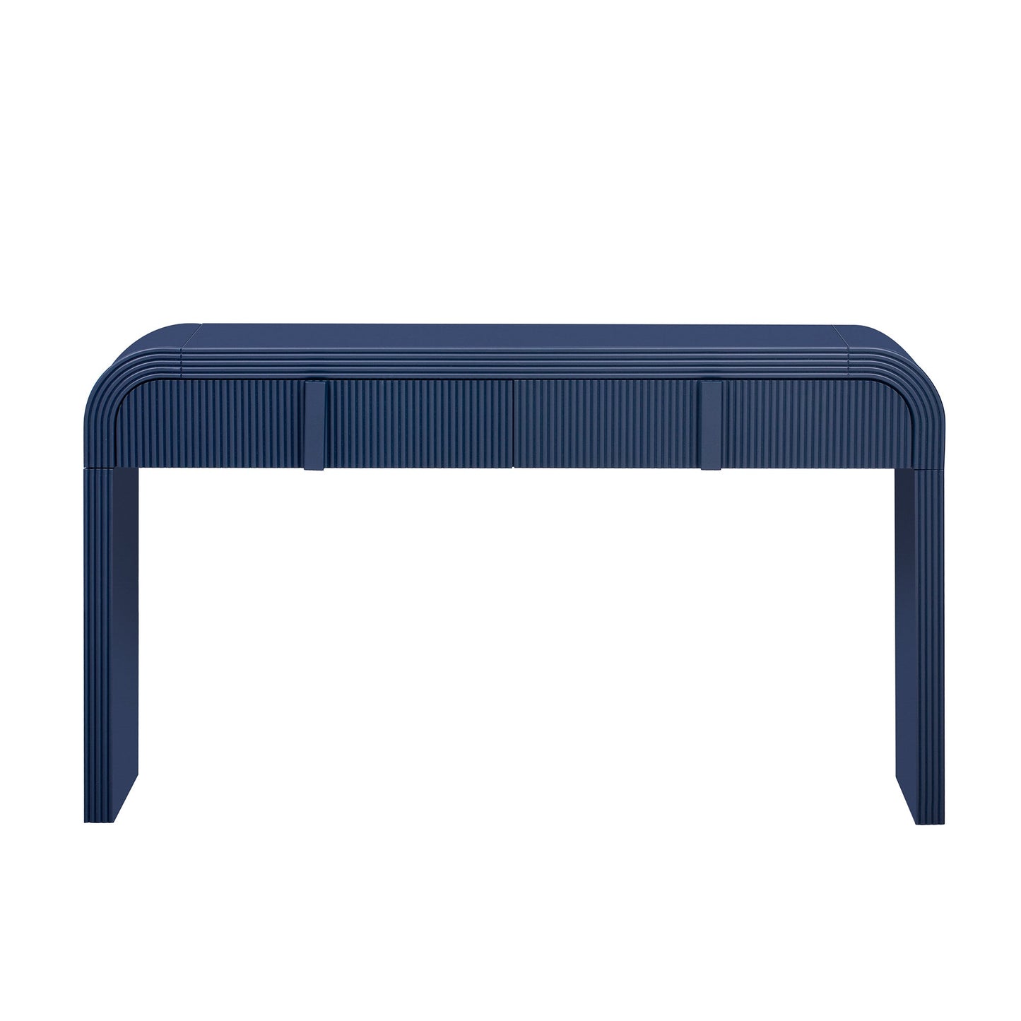 TREXM Modern Console Table with 2 Storage Drawers, Fluted Entryway Table with Rounded Silhouette for Hallway Living Room and Entryway (Navy Blue) - 1st Choice Furniture Direct