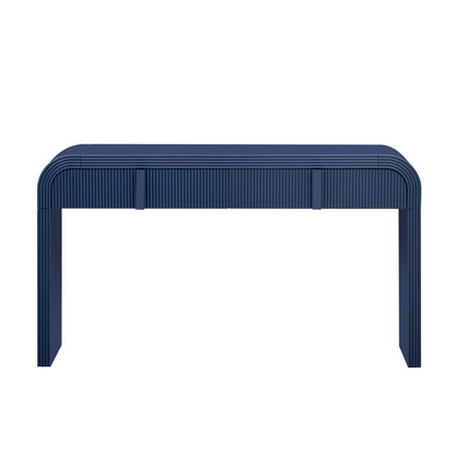 TREXM Modern Console Table with 2 Storage Drawers, Fluted Entryway Table with Rounded Silhouette for Hallway Living Room and Entryway (Navy Blue) - 1st Choice Furniture Direct