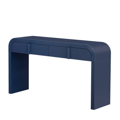TREXM Modern Console Table with 2 Storage Drawers, Fluted Entryway Table with Rounded Silhouette for Hallway Living Room and Entryway (Navy Blue) - 1st Choice Furniture Direct