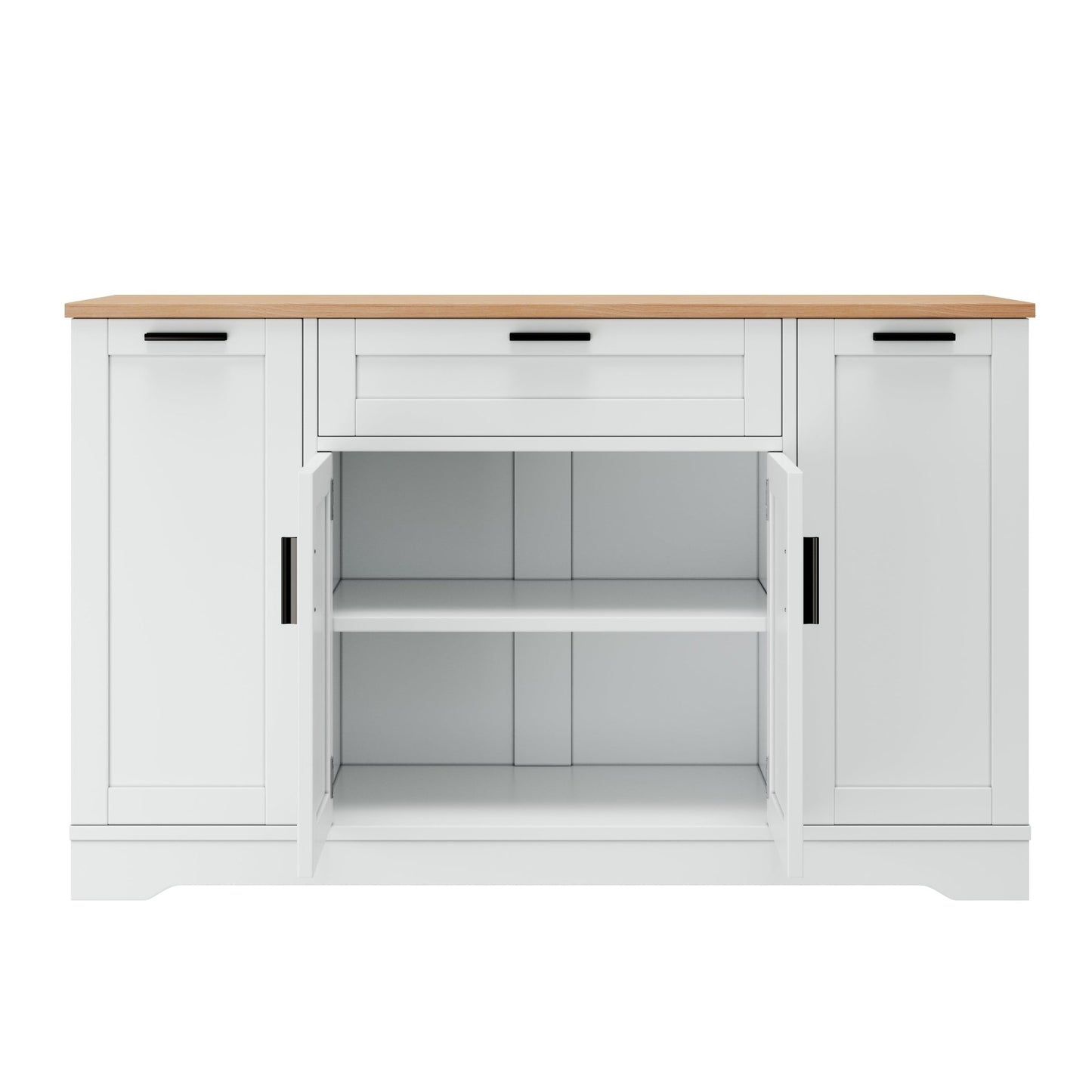 TREXM Multi - Functional Storage Sideboard, Extendable Dining Table, Adjustable Shelves, 3 - Tier Pull - Out Rack, Kitchen Island Storage for Kitchen, Dining Room, Living Room (White) - 1st Choice Furniture Direct