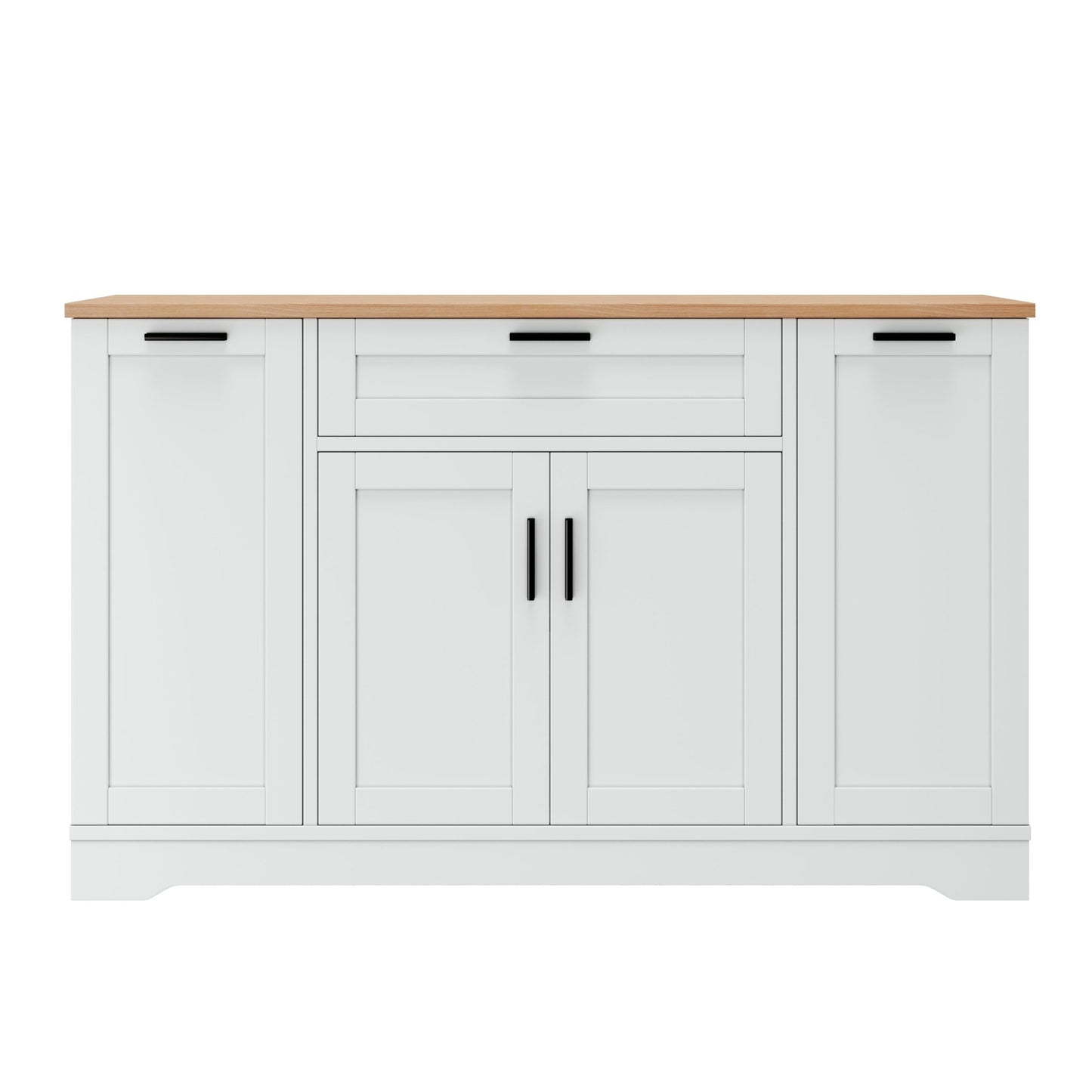 TREXM Multi - Functional Storage Sideboard, Extendable Dining Table, Adjustable Shelves, 3 - Tier Pull - Out Rack, Kitchen Island Storage for Kitchen, Dining Room, Living Room (White) - 1st Choice Furniture Direct